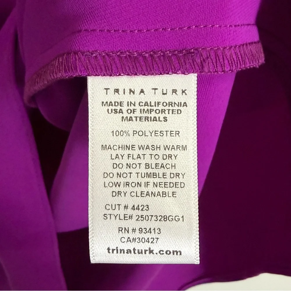 Trina Turk Sadora Dress Womens Small Purple VNeck Short Sleeve NWT - Picture 5 of 10